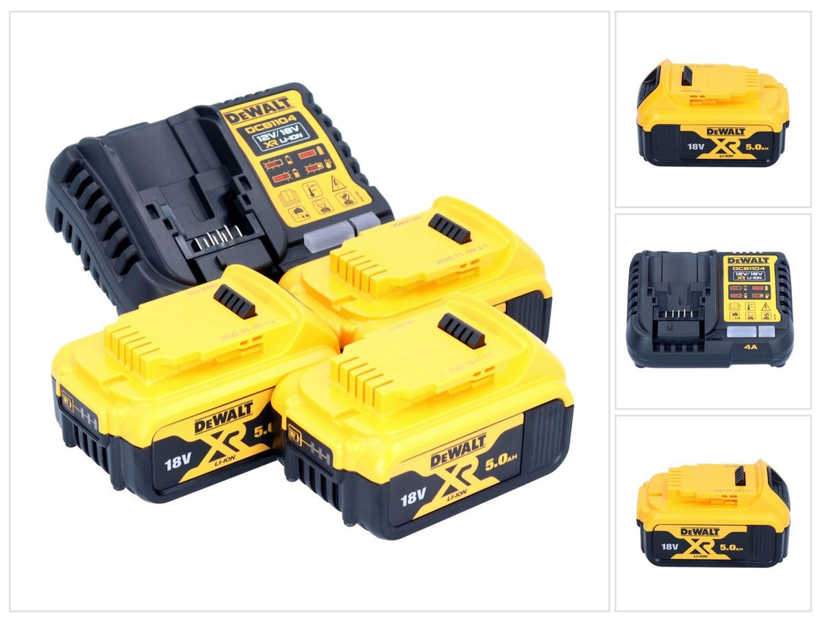 DEWALT B DCB184 5.0ah 18v XR Lithiu Ion Battery Twin Pack With Charger
